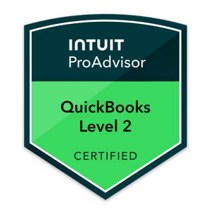 QuickBooks Level 2 Certified, Intuit ProAdvisor badge